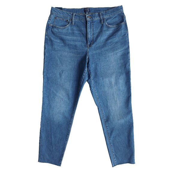 J. Crew High Rise Skinny Jeans Minimalist Raw Hem Medium Wash Ankle Crop Pant - Picture 1 of 10